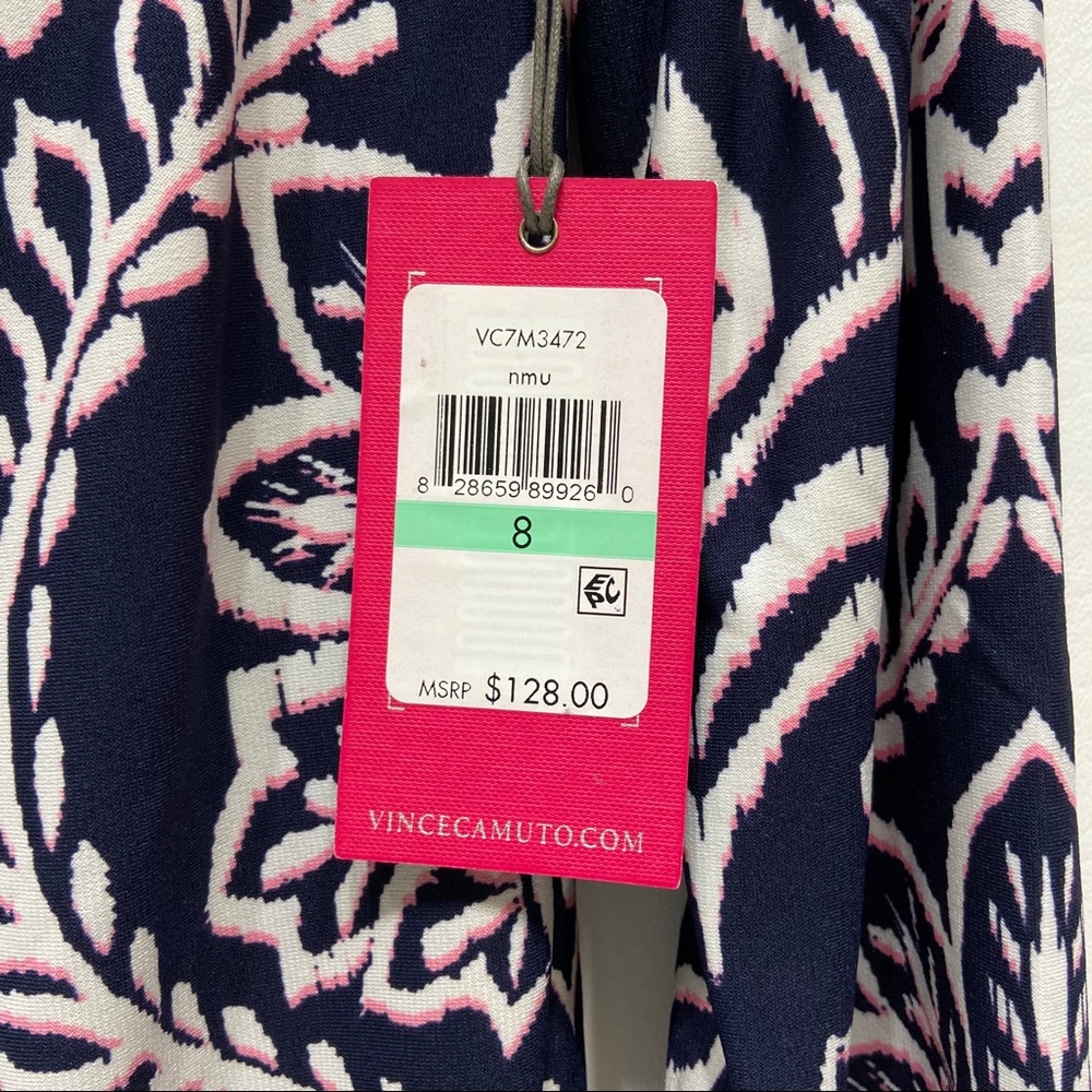 Vince Camuto Patterned Dress Size 8 Blue Navy NWT - Picture 3 of 5